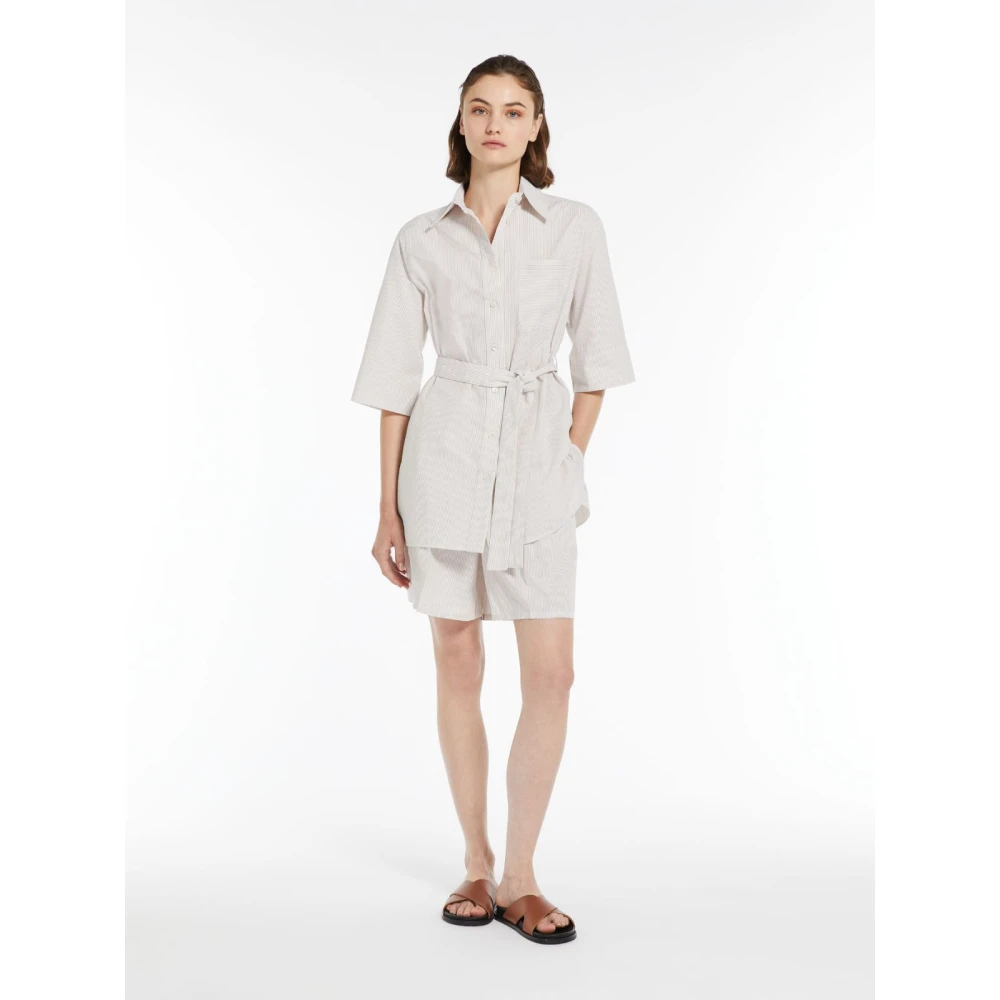 Max Mara Seersucker Katoenen Shorts Beige Dames