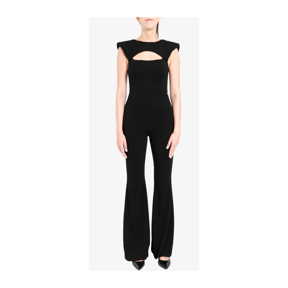 Aniye By Zwarte Flared Jumpsuit met Schoudervullingen Black Dames