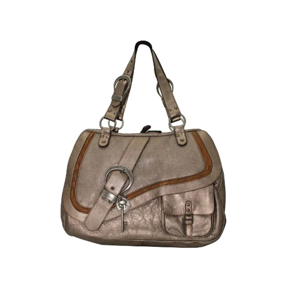 Dior Vintage Pre-owned Leather dior-bags Gray Dames