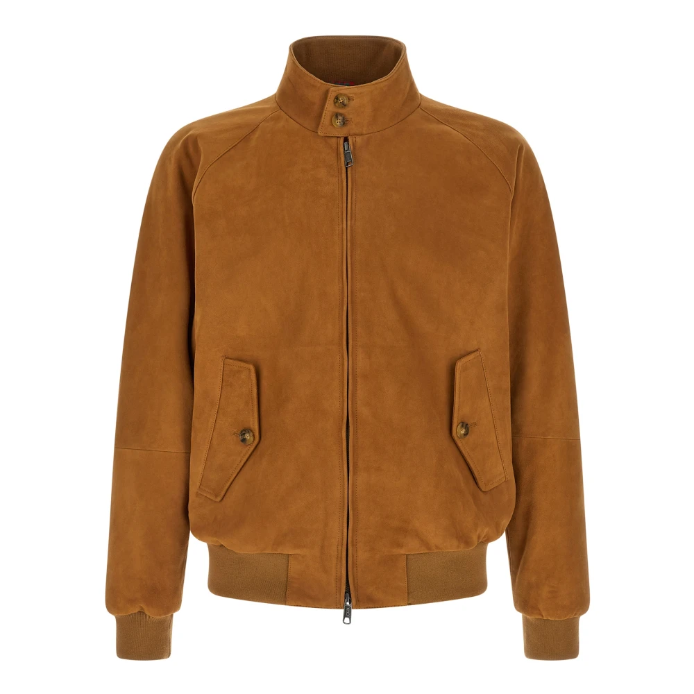Baracuta Brown Leather Jackets, Male, 2XS, G9 Suede Harrington Jacket