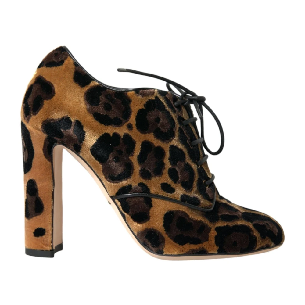 Dolce & Gabbana Damen Braun Leopard Lace-Up Stiefeletten
