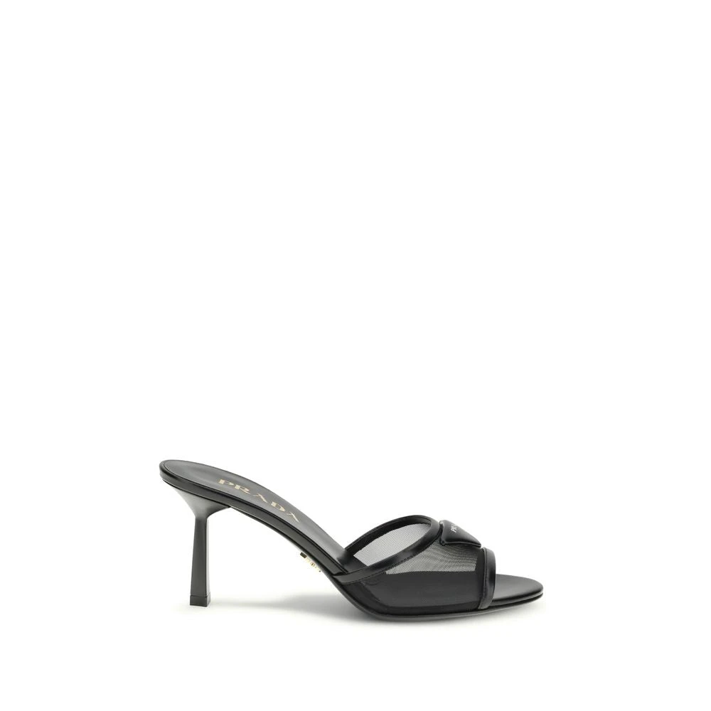 Prada Women's Black Bos Taurus Stiletto Heel Sandals