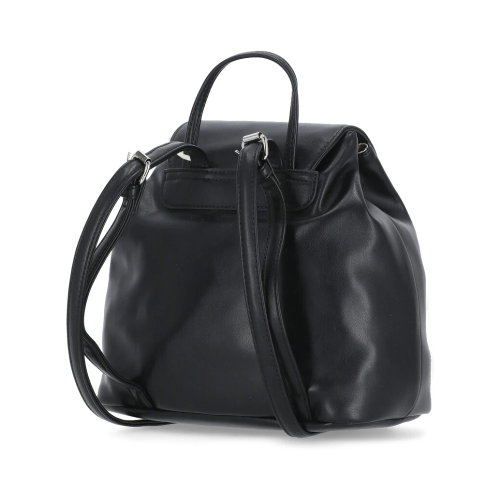 Twinset Zwarte kinderleren tas met trekkoorden Black Dames