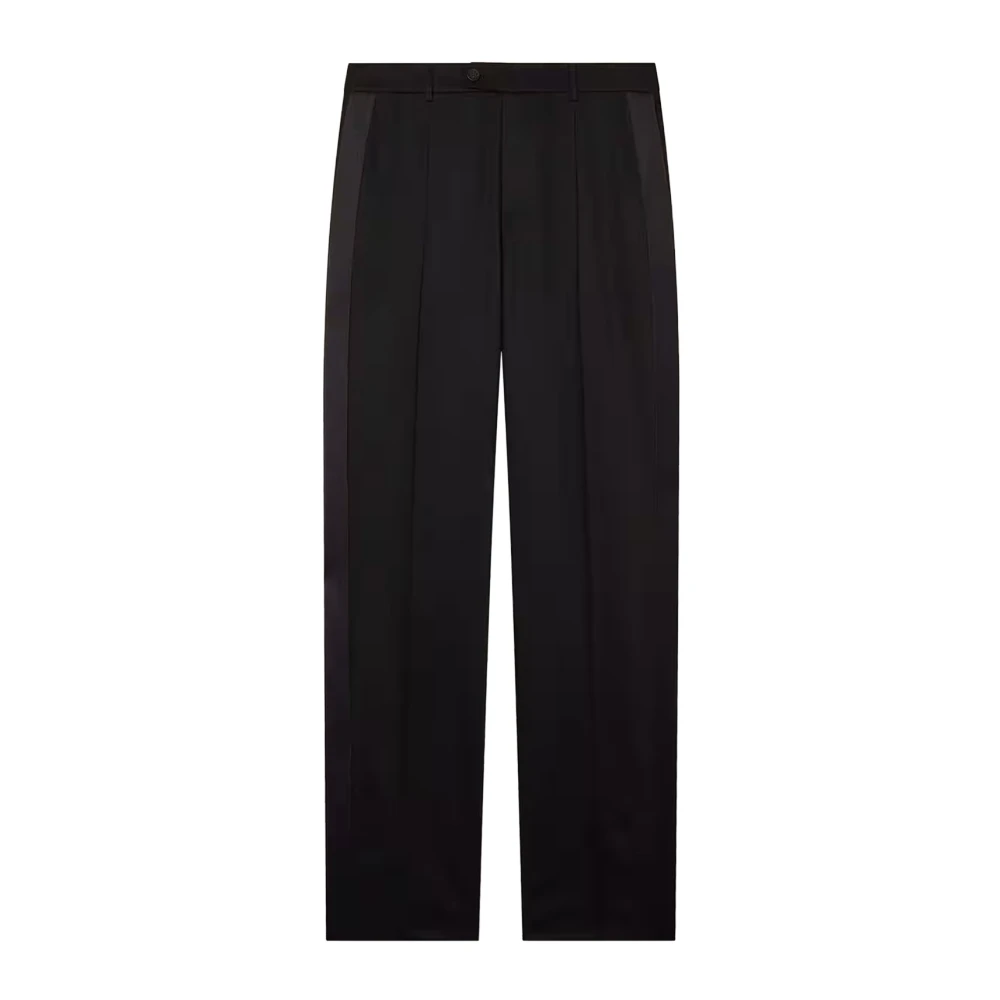 Golden Goose Hombre Negro - Pantalones De Lana Fría Con Raya Lateral De Satén - Trousers - S
