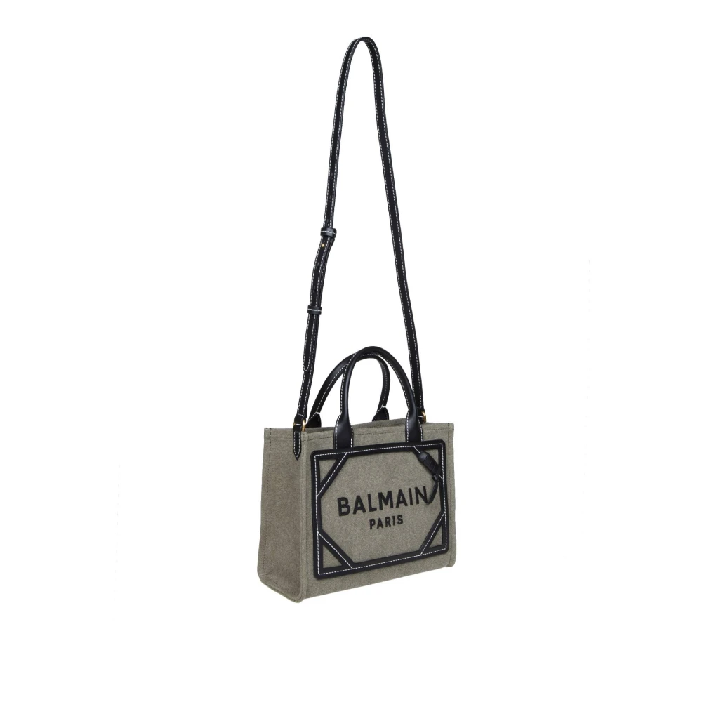 Balmain Canvas Handtas Khaki Zwart Multicolor Dames