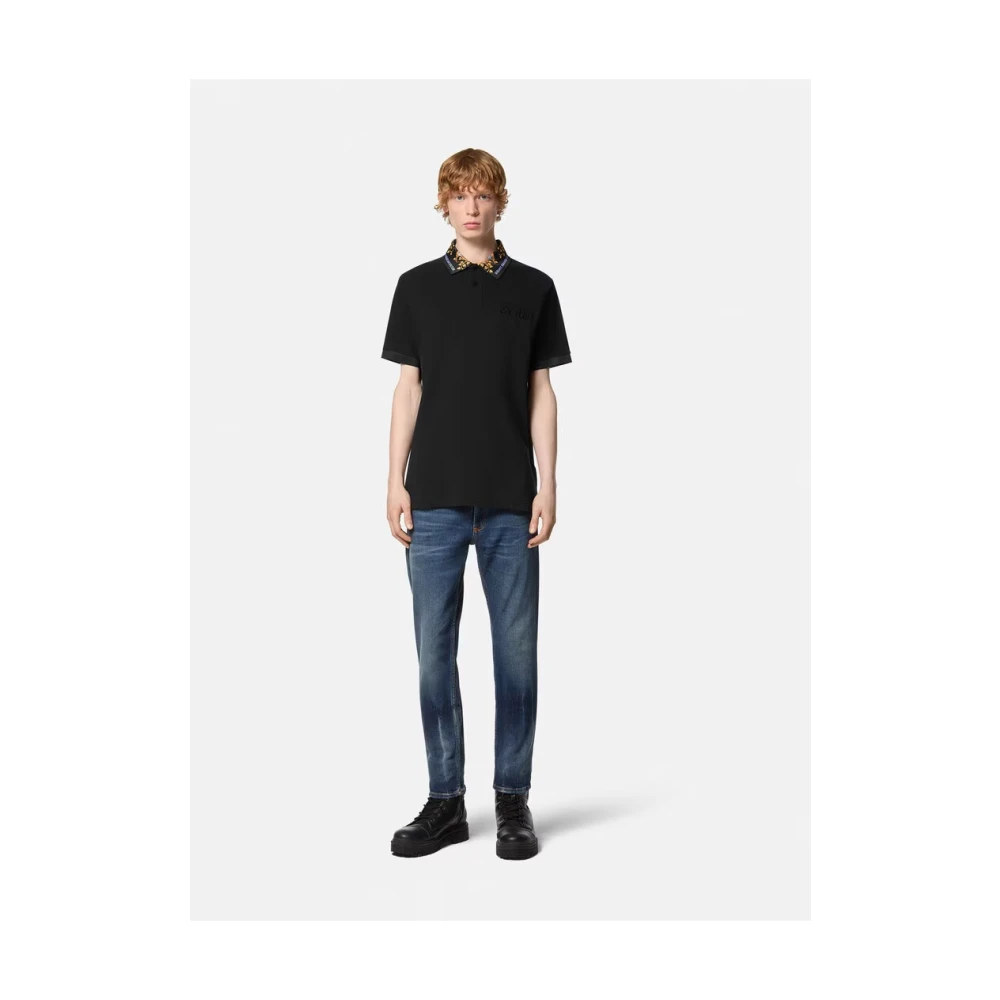 Versace Jeans Couture Zwart Barok Polo Shirt Black Heren