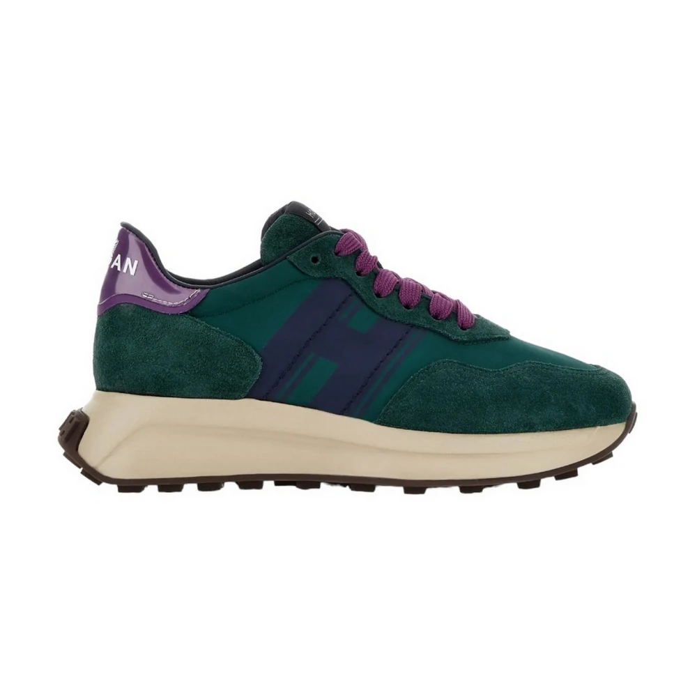 Hogan H641 Sneakers i Mocka och Tekniskt Tyg Green, Dam