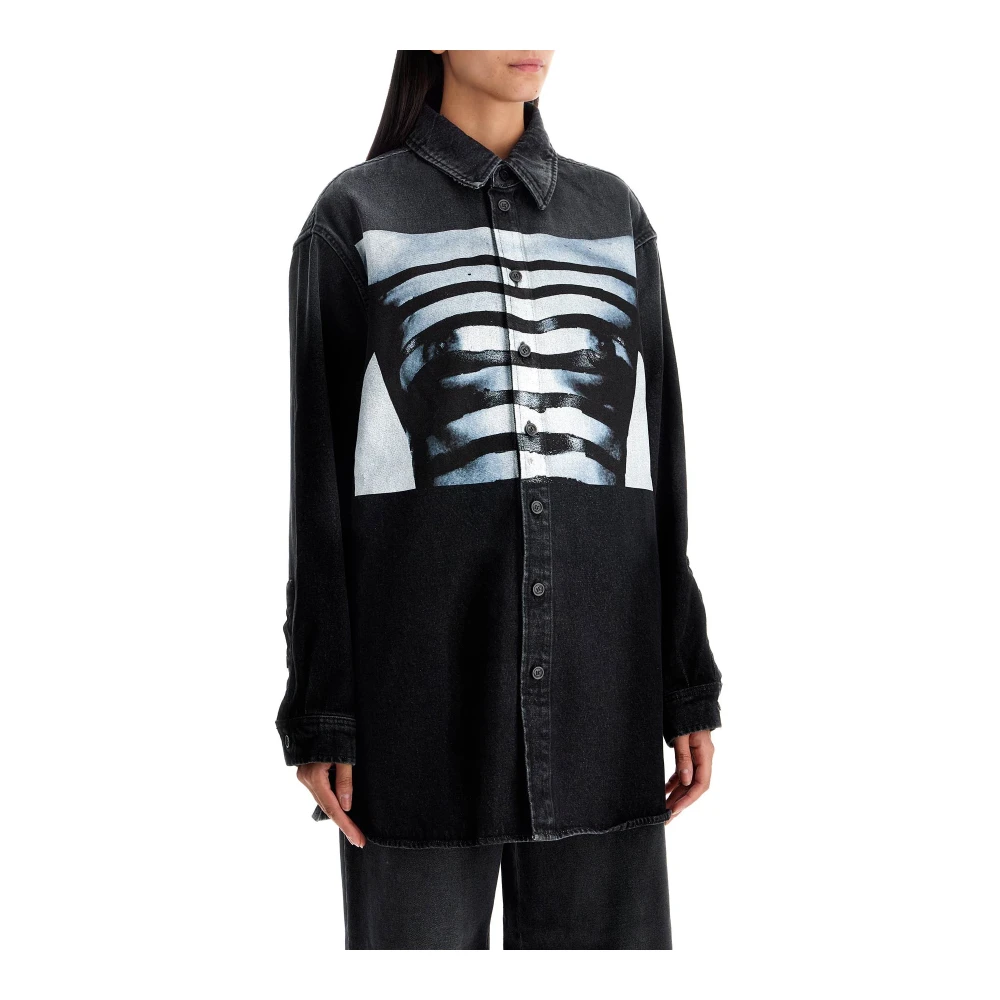 Jean Paul Gaultier Denim Oversized Marinière Shirt Black Dames