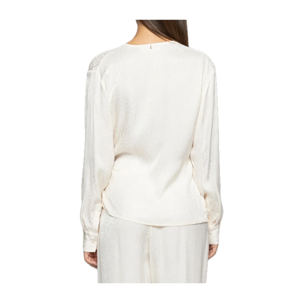 Kocca Tone-on-tone viscoseblouse met zijstrik White Dames