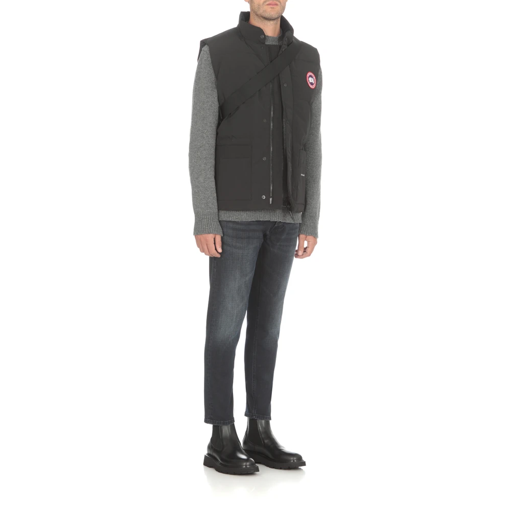 Canada Goose Zwarte Gewatteerde Husky Jas met Hoge Kraag Black Heren