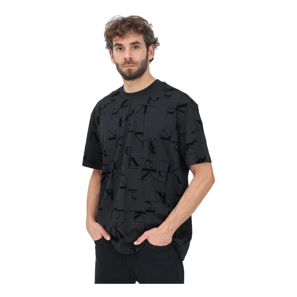 Calvin Klein Jeans Zwart T-shirt met Velvet Monogram Black Heren