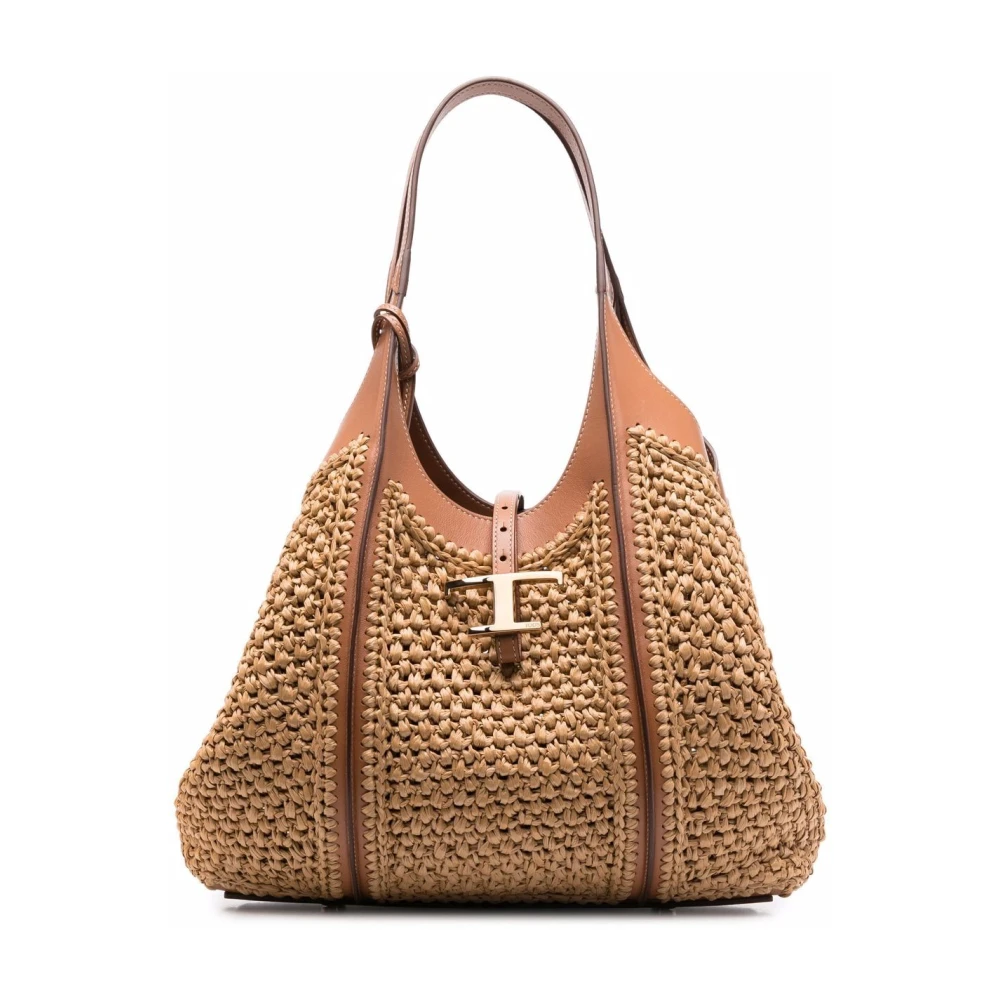 TOD'S Gehaakte Winkel Tassen Hanger Medium Beige Dames