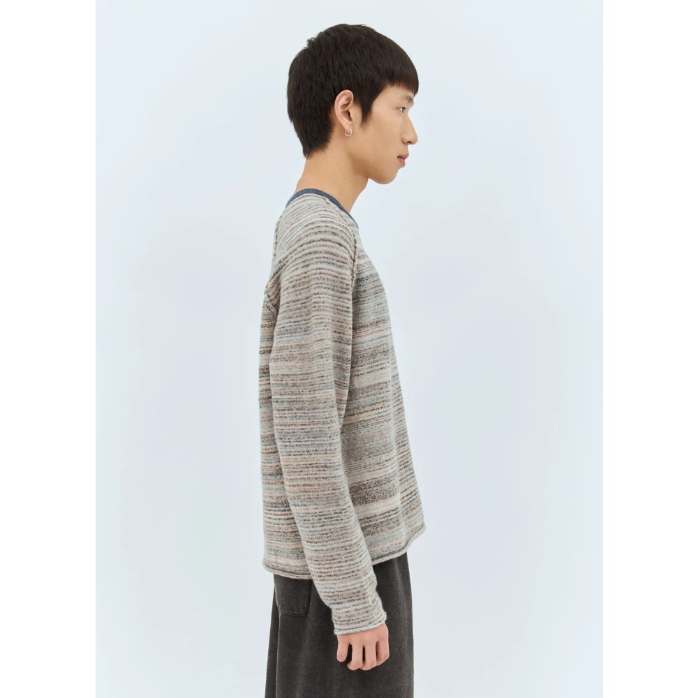 Stüssy Gestreepte Crewneck Sweater Gray Heren