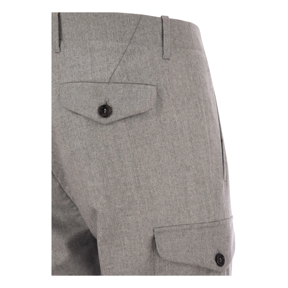 BRUNELLO CUCINELLI Dynamische Virgin Wool Cargo Broek met Onderste Rits Gray Heren