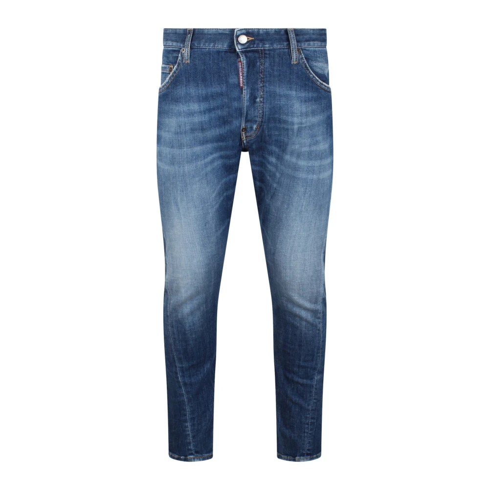 Dsquared2 Skinny Fit Twist Jeans met Ripped Detail Blue Heren
