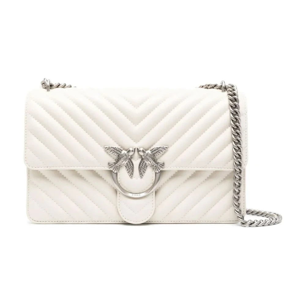 Pinko Women's White Cross Body Bags, One Size, Classic Love One Shoulder Bag