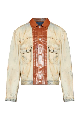Denimjacka med läderdetaljer