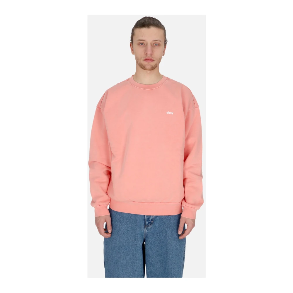 Obey Shell Pink Lichtgewicht Crew Neck Sweatshirt Pink Heren