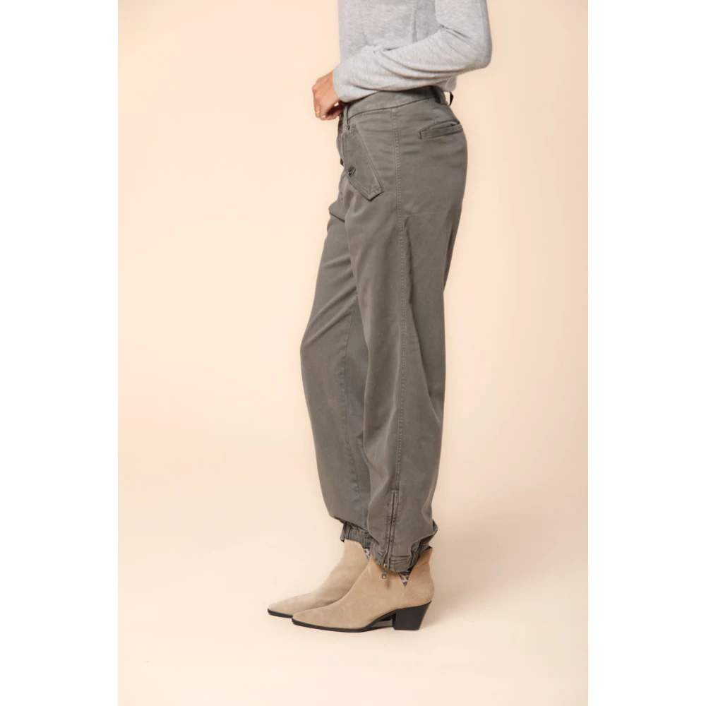 Mason's Cargo Broek in Satijn Stretch met Curvy Fit Gray Dames