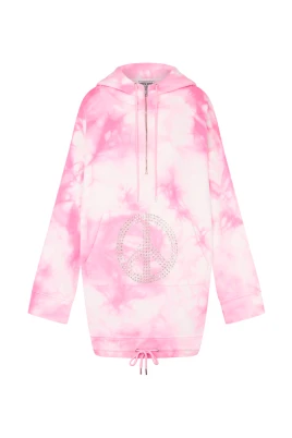 Tie-Dye Bomullshoodie med Dragkedja