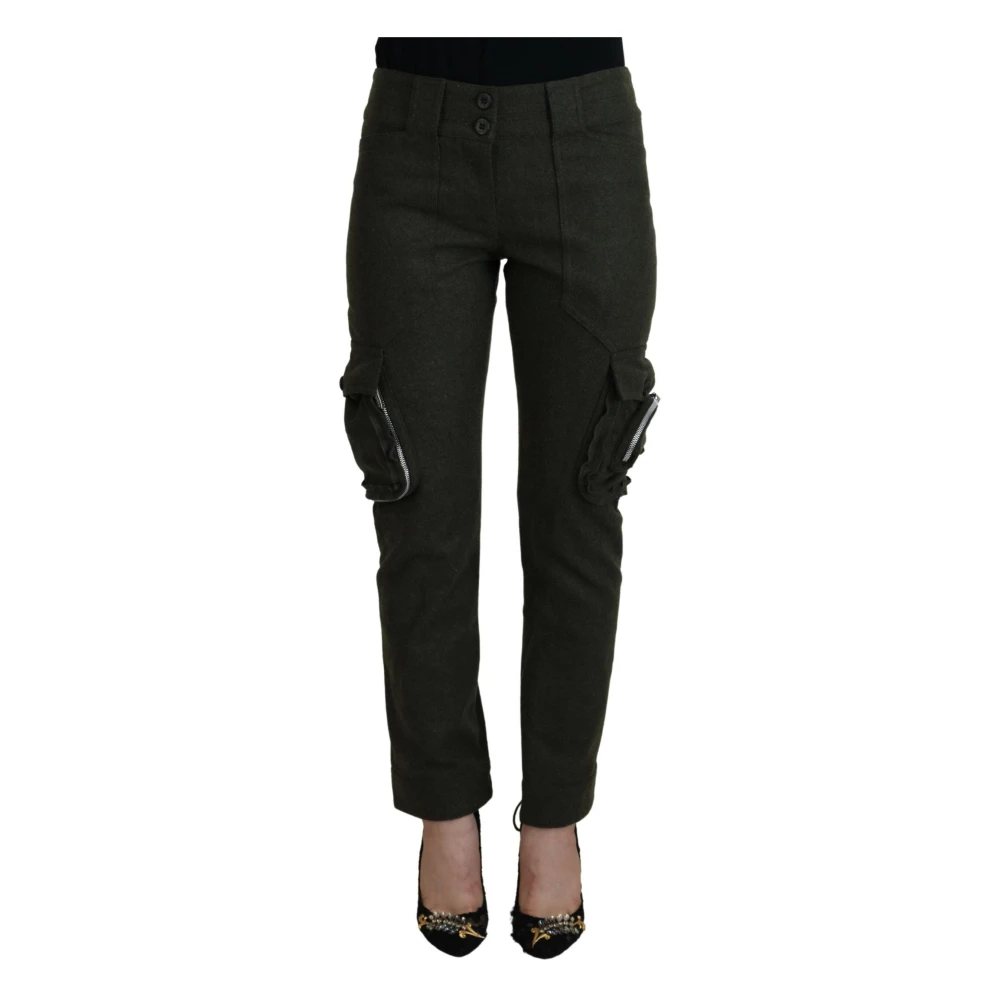 Ermanno Scervino Women's Green Wool-Blend Tapered Pants