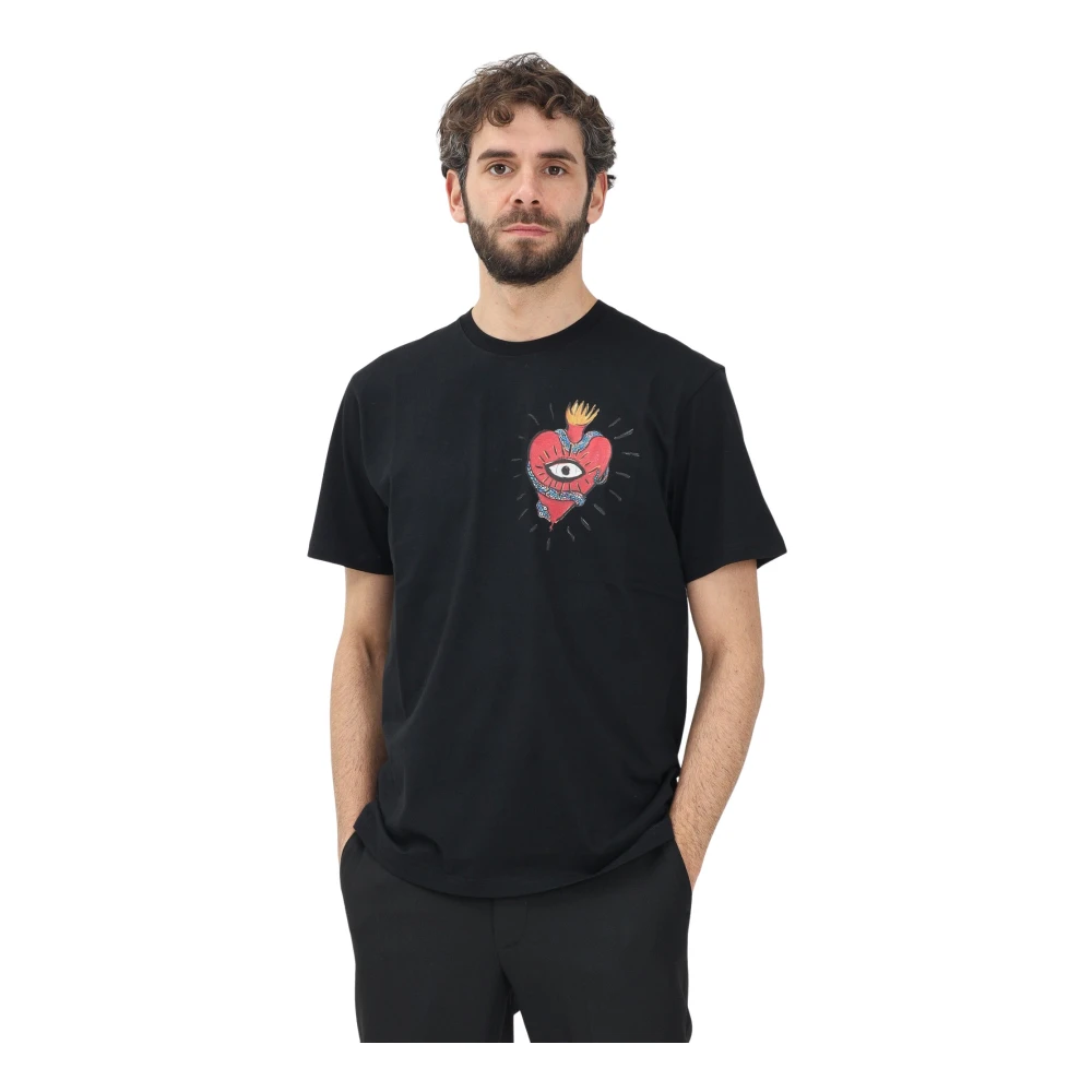 Just Cavalli Zwart Hart Vlam Grafisch T-shirt Black Heren