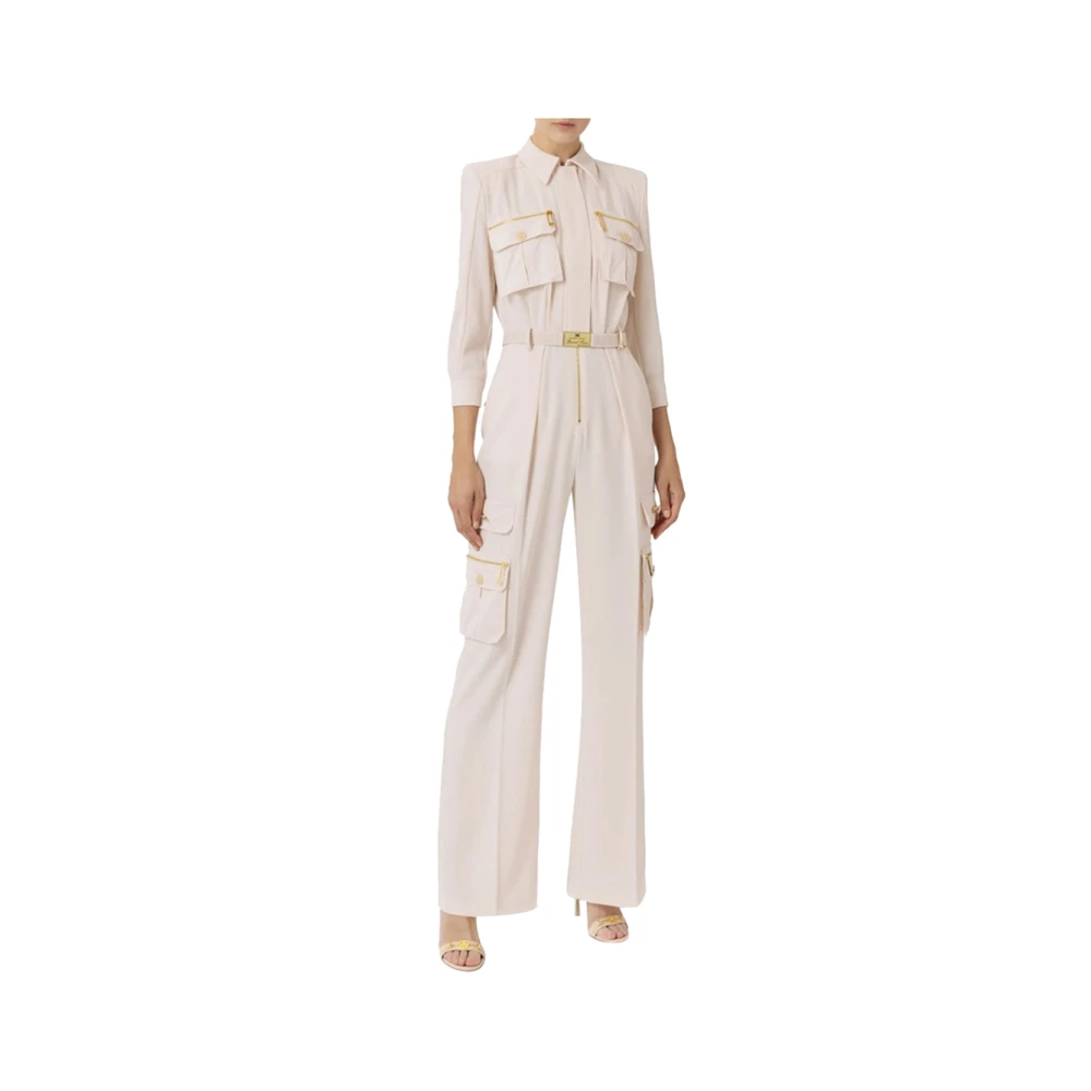 Elisabetta Franchi Witte Jumpsuit voor speciale gelegenheden Beige Dames