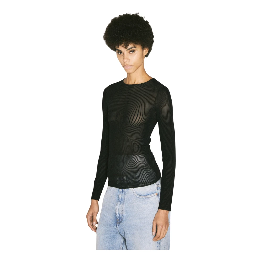 Jean Paul Gaultier Morphing Pinstripe Longsleeve Top Black Dames