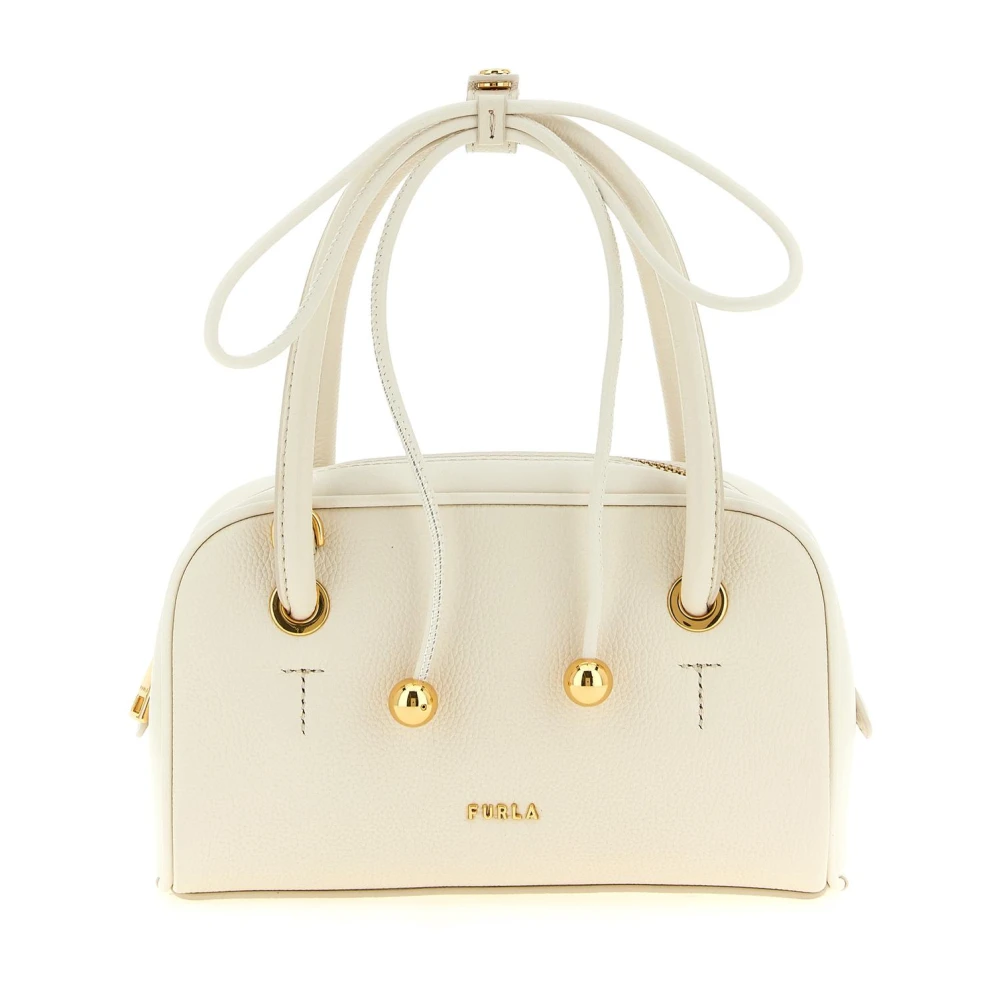 Furla White Poppy Dome Panna Diamond Grained Leather + Sidney Calf Leather Woman - Image 4