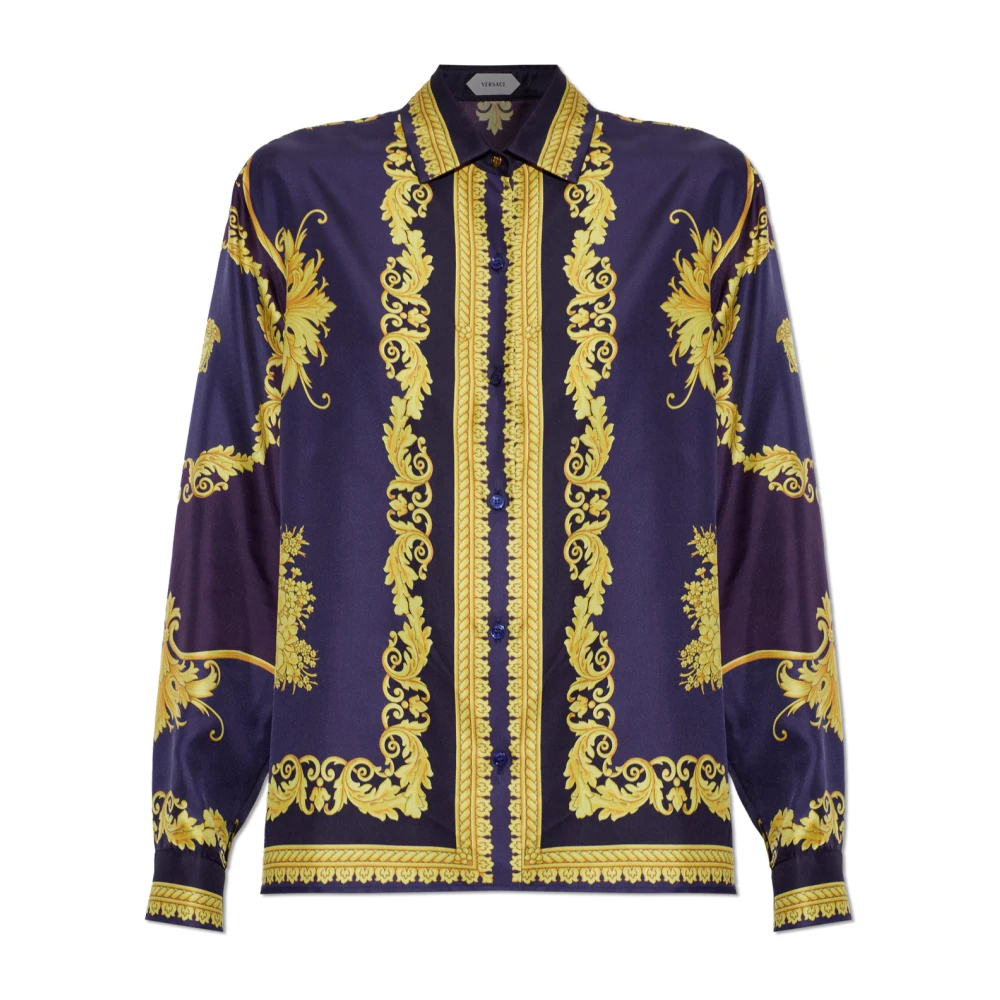 Versace Silk Shirt With New Barocco Print - Female - Shirts - Multicolor - M - Blouses & Shirts