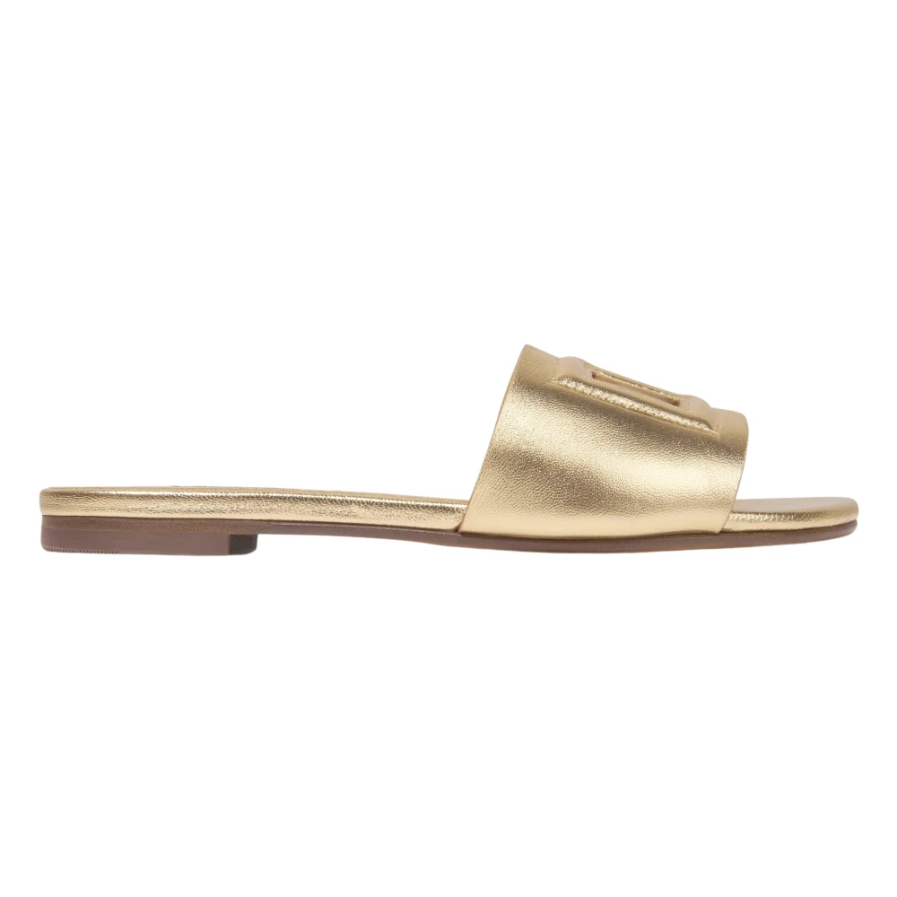 Dolce & Gabbana Girls Gold Logo Slider Sandals For