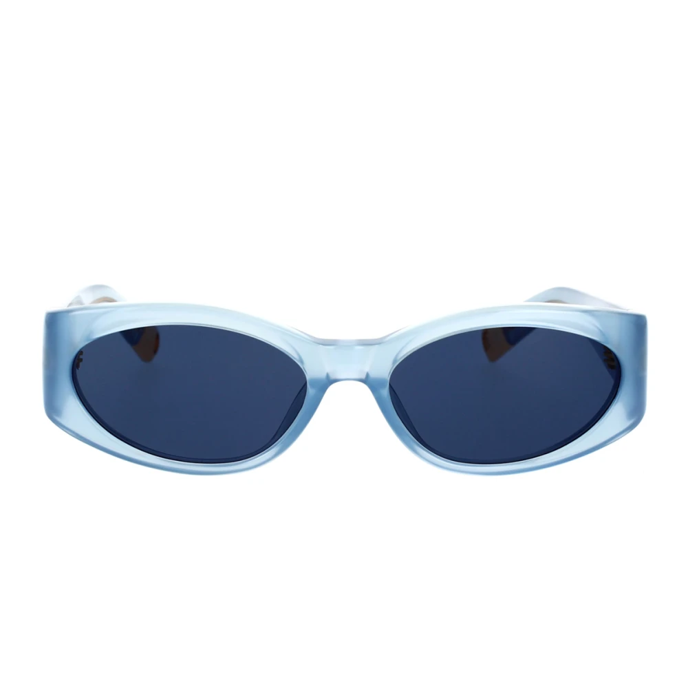 Gennemsigtige blå ovale solbriller med marineblå linser