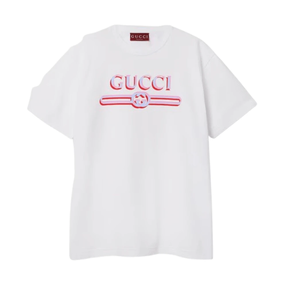 Gucci Witte Katoenen Crew Neck T-shirt White Dames