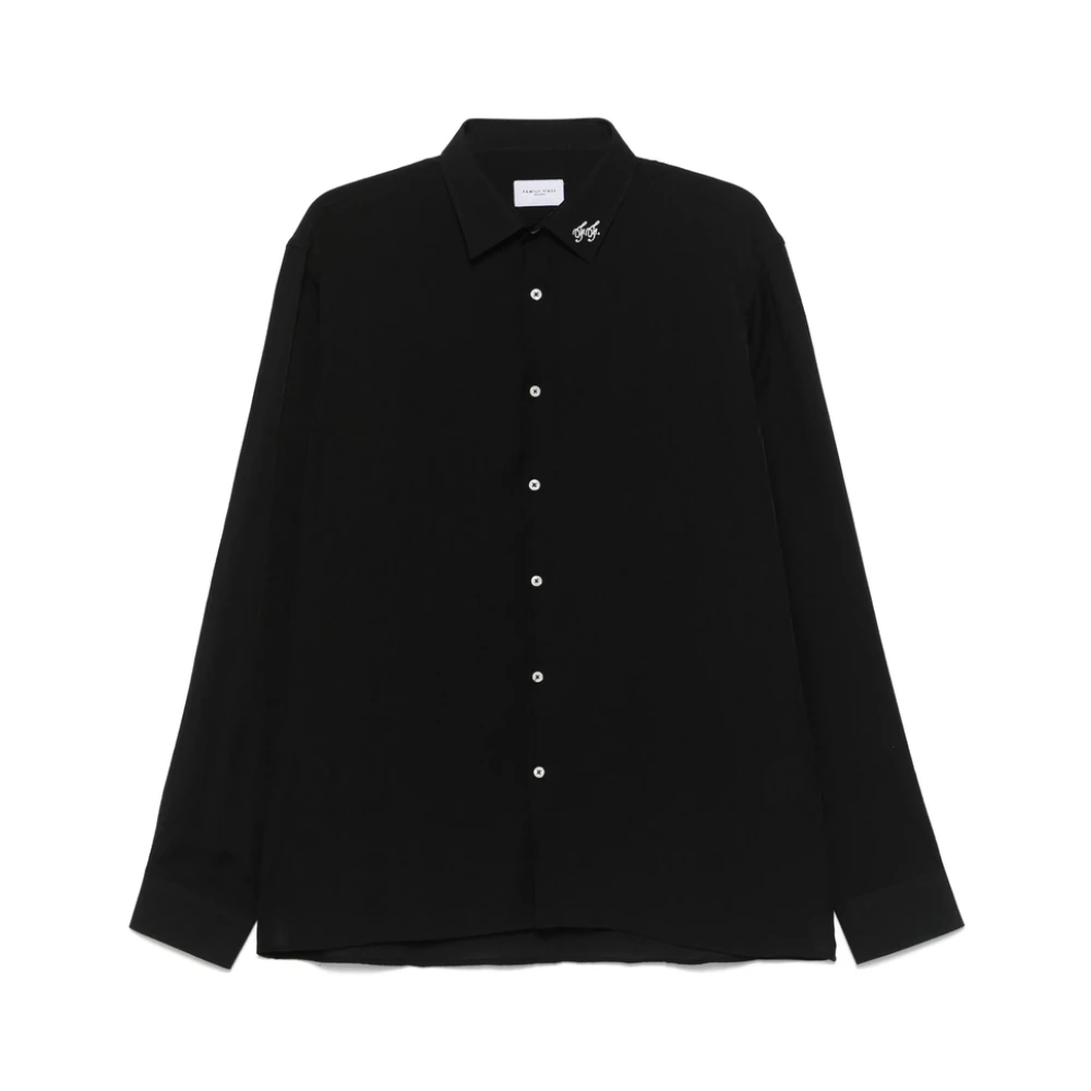 Family First Zwarte Button-Up Shirt met Logo Kraag Black Heren
