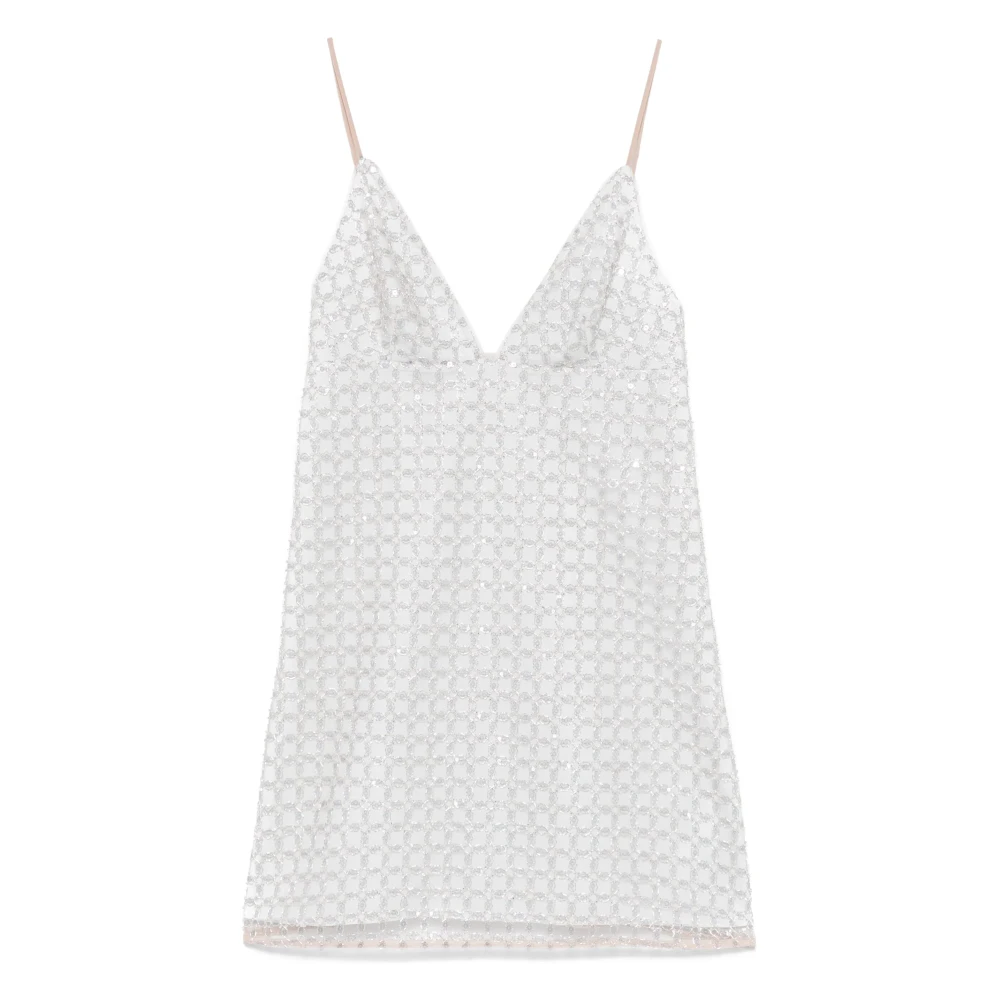 Rotate Birger Christensen Beige Jurk met V-hals en Verstelbare Bandjes Beige Dames