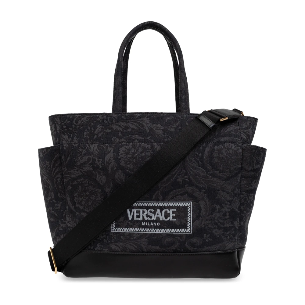 Versace Tas met geborduurd logo Black Unisex