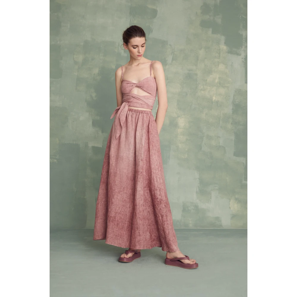 Cortana Azama gemoute linnen rok Pink Dames