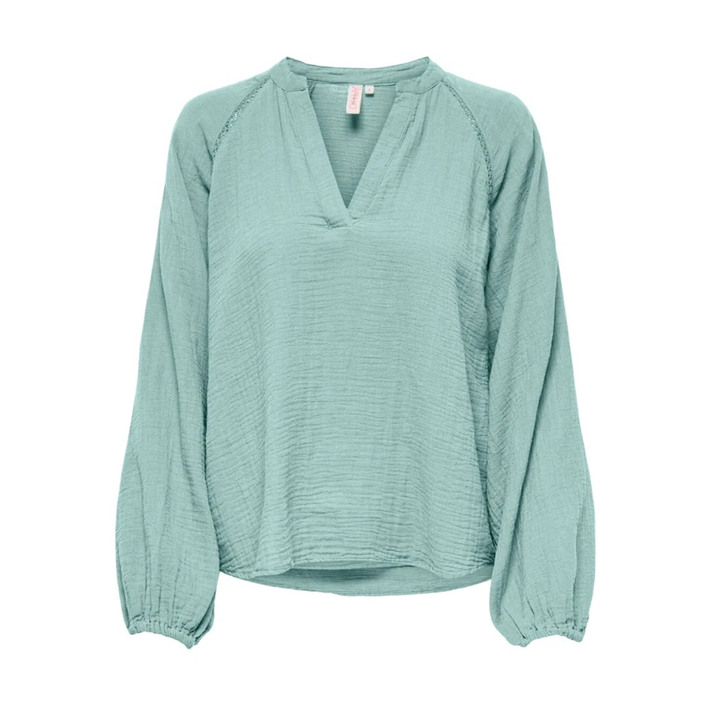 Only V-Hals Blouse Lange Mouw Green Dames