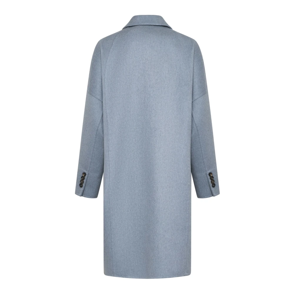BRUNELLO CUCINELLI Lichtblauwe Cashmere Dubbelbreasted Jas Blue Dames