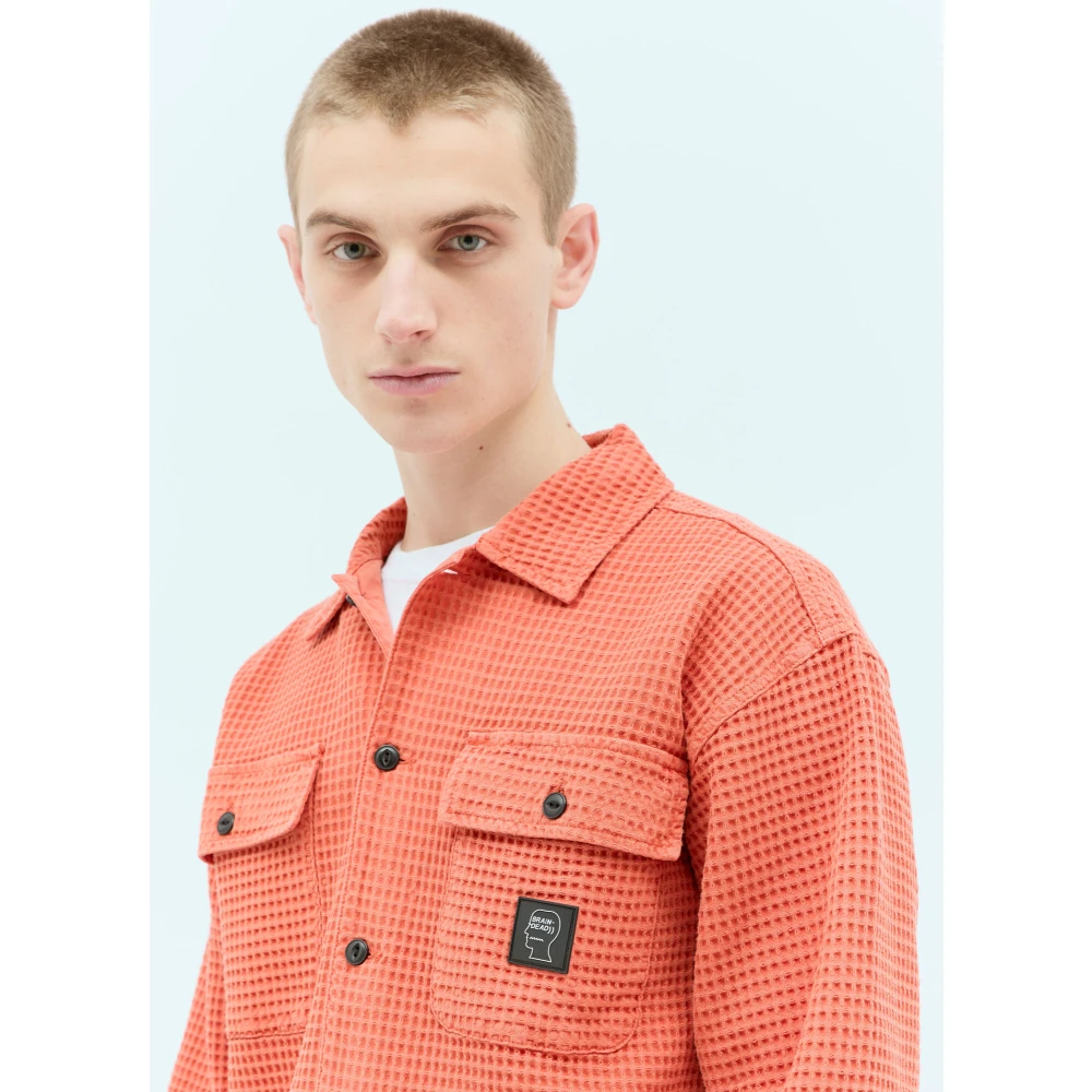Brain Dead Wafelknit Knoopshirt Orange Heren
