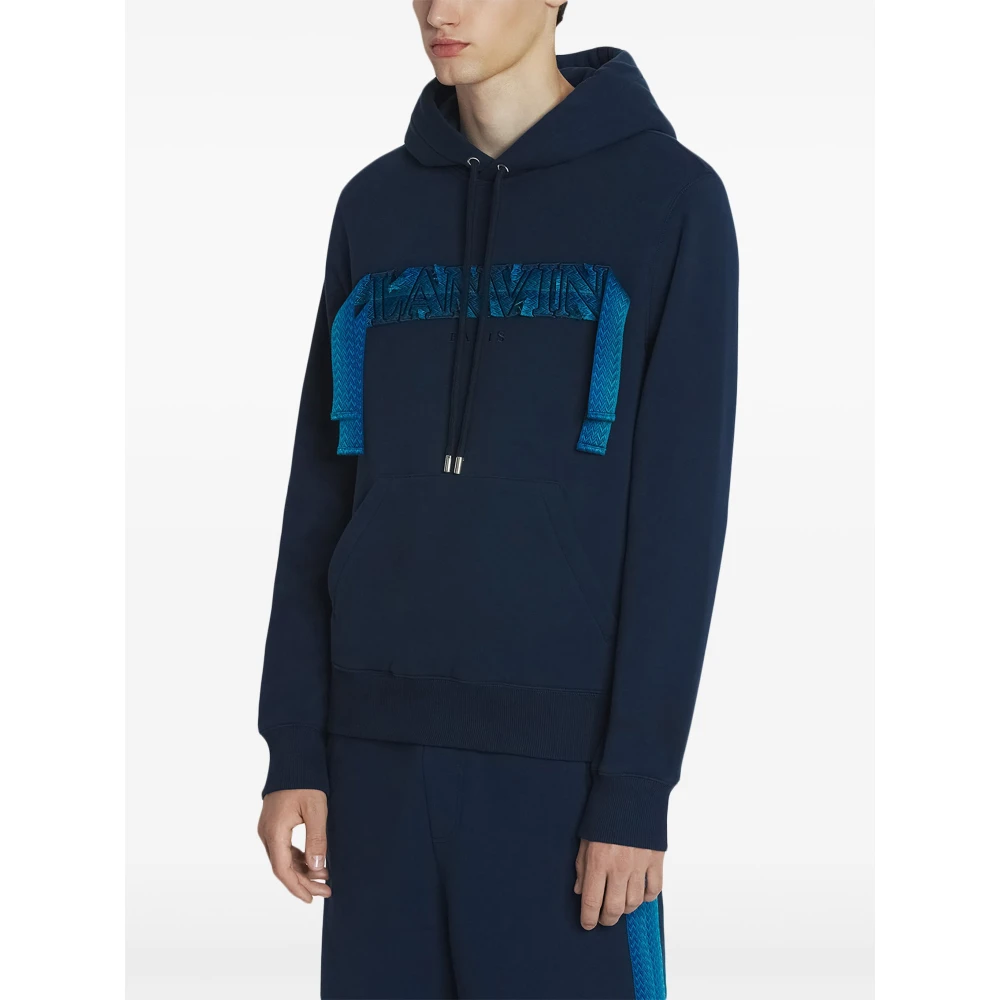 Lanvin Blauwe Curb Kant Hoodie Blue Heren
