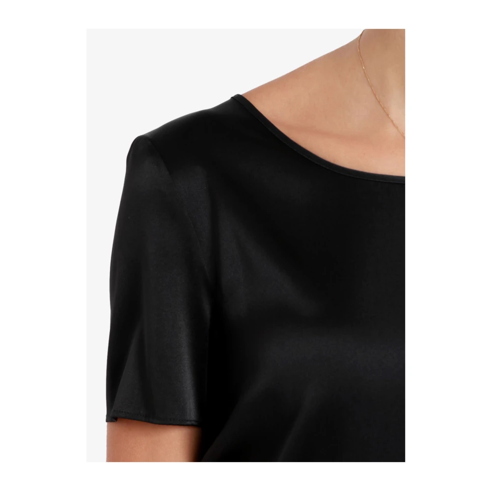 Pennyblack Zwarte zijden satijnen blouse korte mouwen Black Dames