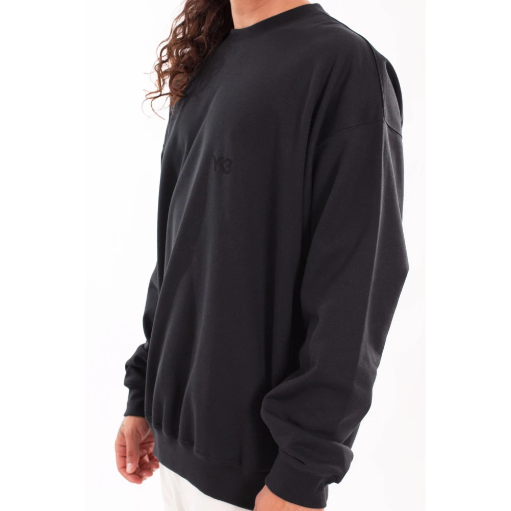 Y-3 Zwarte Terry Sweatshirt met Borstlogo Black Heren