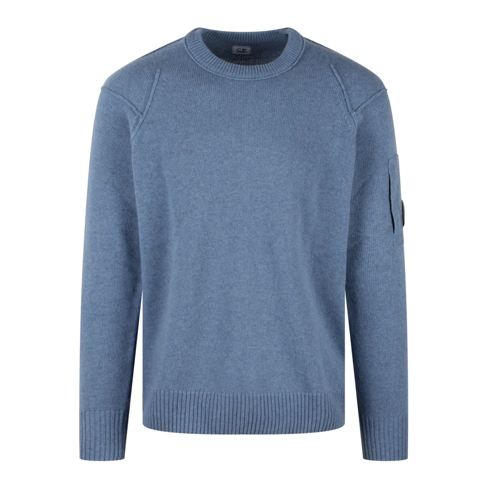 C.p. Company Lambswool Crew Neck Stickad Tröja Blue, Herr