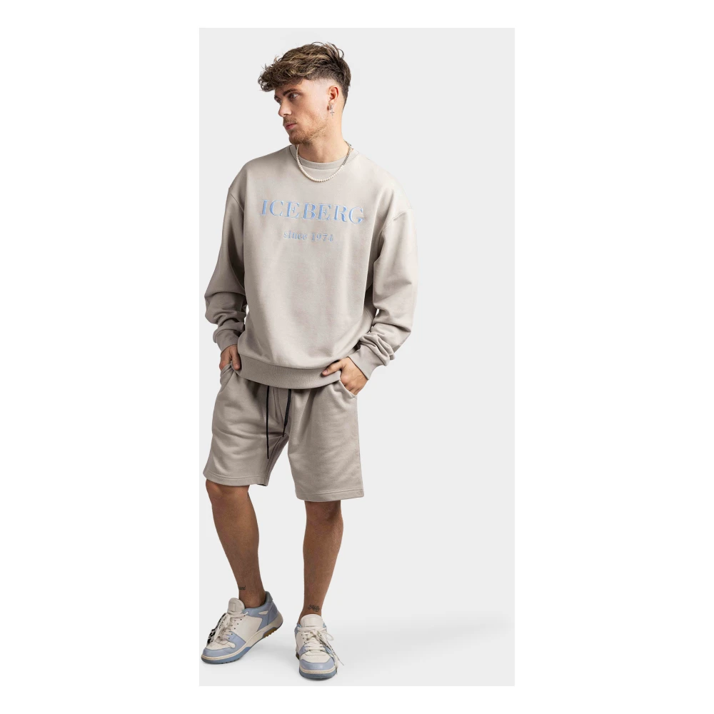 Iceberg Geborduurde Logo Sweater voor Heren Grijs Gray Heren