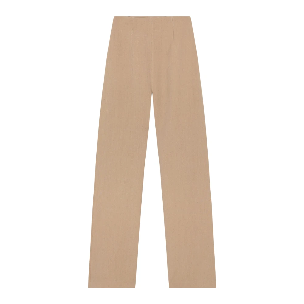 Cortana Linnen en wollen hoge taille broek Beige Dames