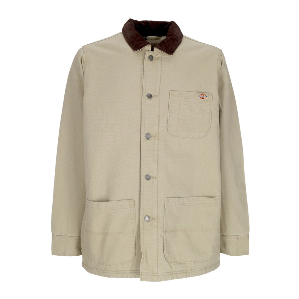 Dickies Stone Washed Canvas Chore Coat Beige Heren