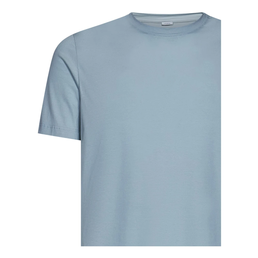 Malo Heldere Blauwe Geribbelde T-shirts en Polos Blue Heren