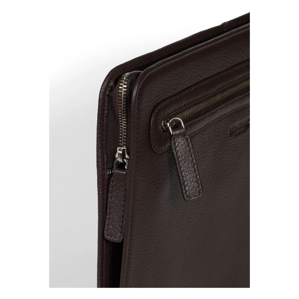 Howard London Donkerbruine leren laptoptas Brown Heren