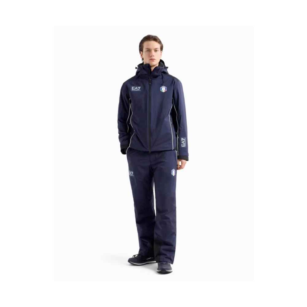 Emporio Armani EA7 Blauwe Winterjas Stijlvol Ontwerp Blue Heren